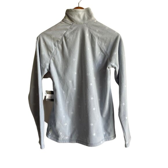 New! Eddie Bauer Star Pattern Light Blue Fleece 1/4 Zip Size Small High Neck - Picture 2 of 7